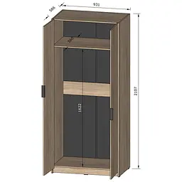 Шафа для речей Moreli Forte F-0012 зі штангою в стилі Loft 932х2107х590 мм Бетон Тефра - мініатюра 2