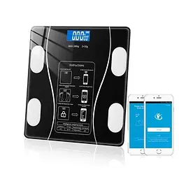 Смарт-ваги Smart Scale підлогові фітнес ваги 25x25 см 180 кг Чорний - мініатюра 3