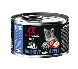 Вологий корм для котів Alpha Spirit з анчоусами та яблуками 200 г as969183