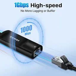 Мережевий адаптер Type - C на RJ45 Fenvi FR-G1000C 1000Mbps Gigabit Ethernet перехідник мережева карта Black (19128) - мініатюра 5