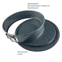 Форма для випікання кругла розбірна Vinzer Dolci Line 50787 26х7 см чорна - мініатюра 4