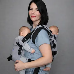 Універсальний ерго рюкзак для двійні 5 в 1 слінг - рюкзак для носіння близнюків з 4 до 18 місяців Coolbabka сірий - мініатюра 8