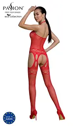 Бодістокінг Passion ECO BS006 з доступом халтер імітація підв'язок S/M/L red - мініатюра 2