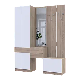 Передпокій Doros Сола Дуб Сонома/Білий ДСП / дзеркало 165х40х215 (42005147)
