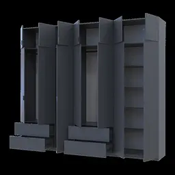 Розпашна Шафа для одягу Doros Лукас Графіт 3+4 ДСП 280х50х240 (42005121) - мініатюра 2