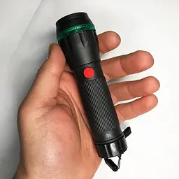 Ліхтар ручний LED 7083 на батарейках ААА з функцією масштабування Чорний - мініатюра 2