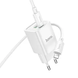МЗП Hoco C149A Charm PD30W+QC3.0 (1USB-A/1C) + кабель Type-C to Lightning White - мініатюра 4