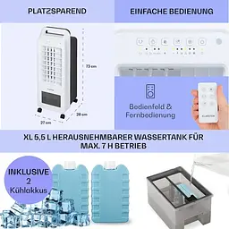 Охолоджувач повітря Klarstein Cooler Rush 3-в-1 132 м³/год (10035824) - мініатюра 3