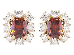 Сережки Xuping Позолота 18K пусети "Червоні фіаніти в обрамленні цирконію" (208598)