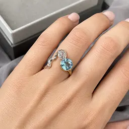 Кільце «Змія» з червоного й білого золота з топазом К-0725 19 - мініатюра 6