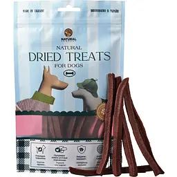 Ласощі для собак Natural м'ясні смужки з баранини 100 г
