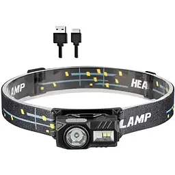Ліхтар налобний T131-XPE+3SMD із сенсорним керуванням кліпса магніт Li-Ion акумулятор Type-C Чорний