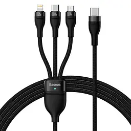 Кабель Baseus Flash Series Ⅱ One-for-three Fast Charging Cable Type-C to Lightning+Type-C+MicroUSB 100W 1.5m CASS030201 Black