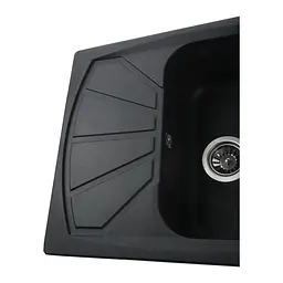 Гранітна мийка Globus Lux Tana чорний металік 610x500мм-А0001 000006135, Чорний - мініатюра 4