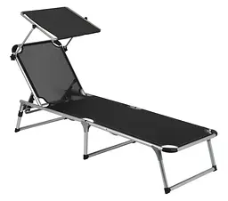 Ліжко розкладне Bo-Camp Sun Lounger With Sunscreen 5 Positions Black (1304460)