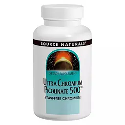 Піколінат хрому Source Naturals Ultra Chromium Picolinate 500 mcg Yeast-Free 60 таблеток для підтримки рівня цукру в крові - мініатюра 1