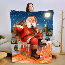 Плед плюшевий подарунковий 3D новорічний Санта Клаус №2 160х200 см
