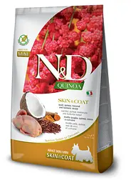 Сухий беззерновий корм Farmina Dog Grain Free N&D Quinoa, Skin & Coat Quail Mini для собак з перепілкою, кіноа, кокосом і куркумою 7 кг