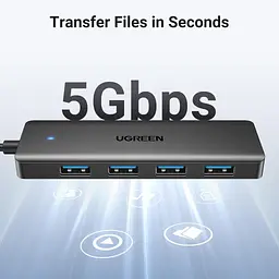 Концентратор Ugreen USB 3.0 to 4хUSB 3.0 0.15m Space Gray CM219 (25851) - мініатюра 3