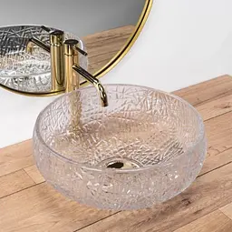 Умивальник Rea Ise 40x40 transparent (cristal) (REA-U5070), Глянцева - мініатюра 2