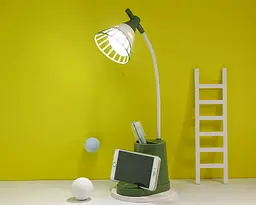 Настільна LED-лампа акумуляторна на гнучкій ніжці з органайзером та підставкою для телефону світильник з функцією Power Bank 1200 mAh Elite EL-2176 зелена - мініатюра 2