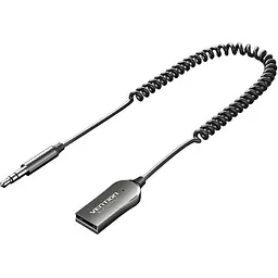Автомобільний аудіоприймач Vention AUX TRS 3.5мм USB Bluetooth 5.4 Coiled Cable Zinc Alloy 1.5M Сірий (NAIHG)