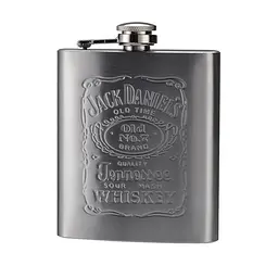 Металева фляга для алкоголю Jack Daniel's Джек Деніелс 0.2 л подарункова фляжка для віскі або коньяку