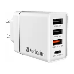 Зарядний пристрій Verbatim USB 30W PD3.0 4-ports white (49701)