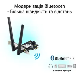 WiFi-адаптер Asus PCE-AXE5400 Bluetooth 5.2 PCI Express WPA3 OFDMA MU-MIMO - мініатюра 3