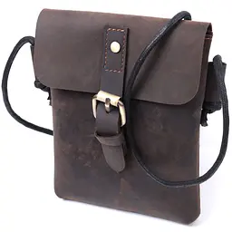 Вінтажна сумка через плече з натуральної шкіри Vintage s_15084 коричнева