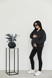 Бомбер для вагітних демісезонний Knoxville розмір XXL-3XL Lullababe Чорний - мініатюра 3