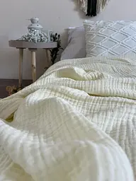 Покривало Zeintex Heaven муслінове бавовняне кремове 180х230 см - мініатюра 6