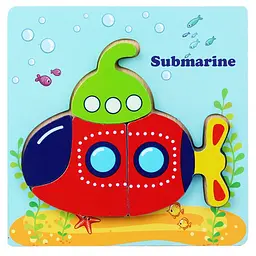 Дерев’яний пазл для дітей Підводний човен Submarine 15×15 см розвиваюча іграшка сортер дитячий дерев’яний пазл транспорт для малюк