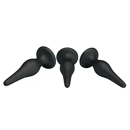 Набір анальних пробок Pretty Love Begginer Mini Anal Kit Black, 3 шт, чорний - мініатюра 4
