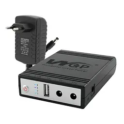 Комплект Mini UPS з блоком живлення: джерело безперебійного живлення Mini UPS WGP UPS1032 Black 10400mAh 5V/9V/12V, Li-ion 4*2.6Ah, для роутера і оптичного термінала та блок живлення SPF-1202B 12V/2A (24W) (42-00261)