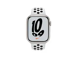 Смарт-годинник Apple Watch Nike Series 7 GPS 45mm Starlight Aluminum Case w. Pure Platinum/Black Nike Sport Band (MKNA3) - мініатюра 2
