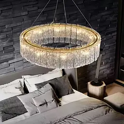 Підвісна латунна люстра із крижаними пластинами Ø 80 см | Line F | Арт. MJ360-800 AB