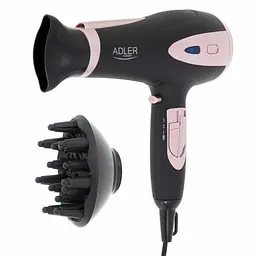 Фен з іонізацією Adler AD 2248, 2400 Вт дифузор концентратор 2 швидкості компактний 1 шт. чорний (33705-IS) - мініатюра 2