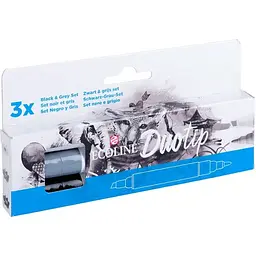 Набір маркерів акварельних двосторонніх Royal Talens ECOLINE DUO TIP Black&Grey 3шт