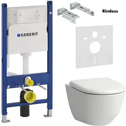 Комплект інсталяція Geberit Duofix 458.126.00.1 + унітаз Laufen Pro Rimless H8619570000001 з кришкою Soft Closing, Білий