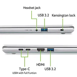 Ноутбук Acer Aspire Go 15 AG15-72P-56WZ (NX.JSVEU.011) Silver - мініатюра 10