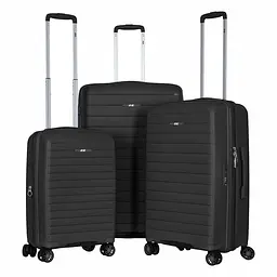 2E Набір валіз 2E, Aero, поліпропілен, (L+M+S),TSA, 4 колеса, EXP, чорний