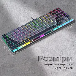 Клавіатура GamePro Red Swich Low Profile RGB USB Dark Gray дротова (MK141R) - мініатюра 13