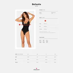 Еротичний боді Obsessive Bellastia XS/S чорний - мініатюра 7