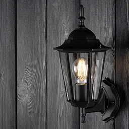Настінний ретро-ліхтар Lumiled Bellis, чорний мат, вверх - мініатюра 6