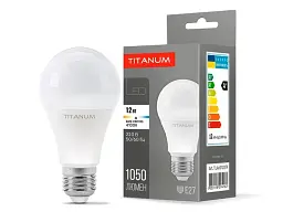 Світлодіодна лампа E27, 12 Вт, 4100K, A60, Titanum, 1050 Лм, 220V (TLA6012274)
