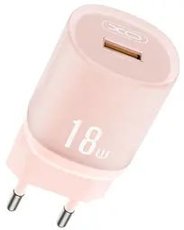 Сітчасте зарядне пристрій XO L157 single USB-A 18W 3A Розовий - мініатюра 2