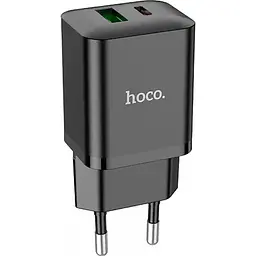 Мережевий зарядний пристрій Hoco N28 Founder 20W USB-C + USB Black [93092]