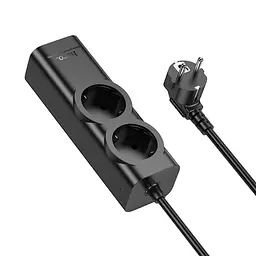 Мережевий зарядний пристрій подовжувач Hoco NS10 USB/3 Type-C PD 67W 2 розетка 2m чорний - мініатюра 3