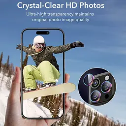 Захисне скло Metal Classic на камеру (у упак.) для Apple iPhone 16 Pro (6.3) / 16 Pro Max (6.9) Бузковий / Rainbow - мініатюра 5